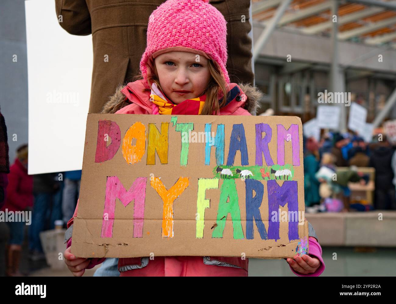 Édimbourg, Écosse, Écosse, Royaume-Uni. ROYAUME-UNI. 28 novembre 2024. Les agriculteurs écossais organisent un rassemblement devant le Parlement écossais aujourd’hui pour demander au budget écossais la semaine prochaine de fournir un financement accru et cloisonné aux agriculteurs et aux cultivateurs écossais. Ils ont également protesté contre la décision prise par le gouvernement britannique de mettre fin au filet de sécurité d'un budget cloisonné pour l'agriculture écossaise, après plus de cinq décennies. Organisé par la NFU Écosse, sous le slogan #FoodNeedsAFarmer, le rassemblement fait suite à un précédent rassemblement d’agriculteurs à Londres qui avaient protesté contre la nouvelle taxe de succession pla Banque D'Images