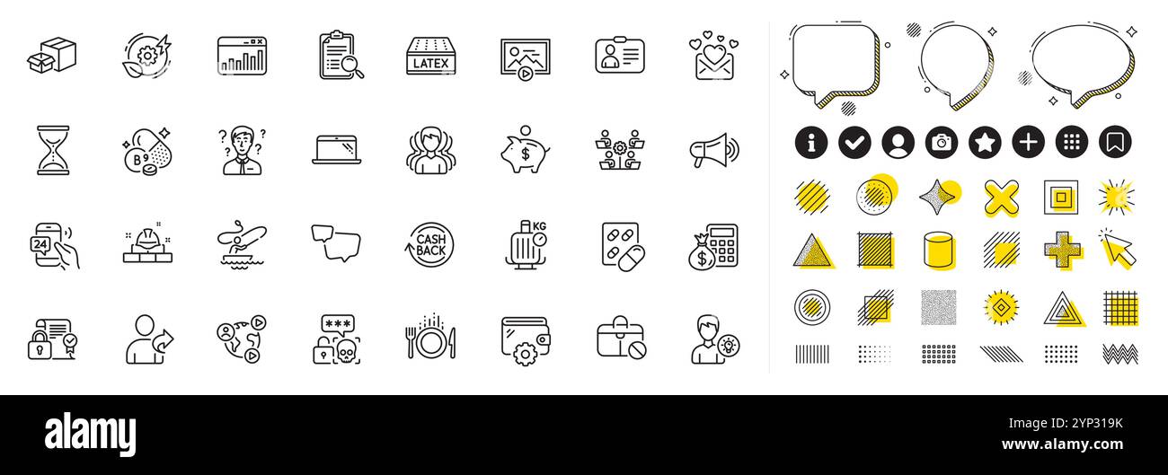 Ensemble de mail d'amour, service 24h et capsule pilule icônes de ligne pour l'application Web. Vecteur d'icône de pictogramme Illustration de Vecteur