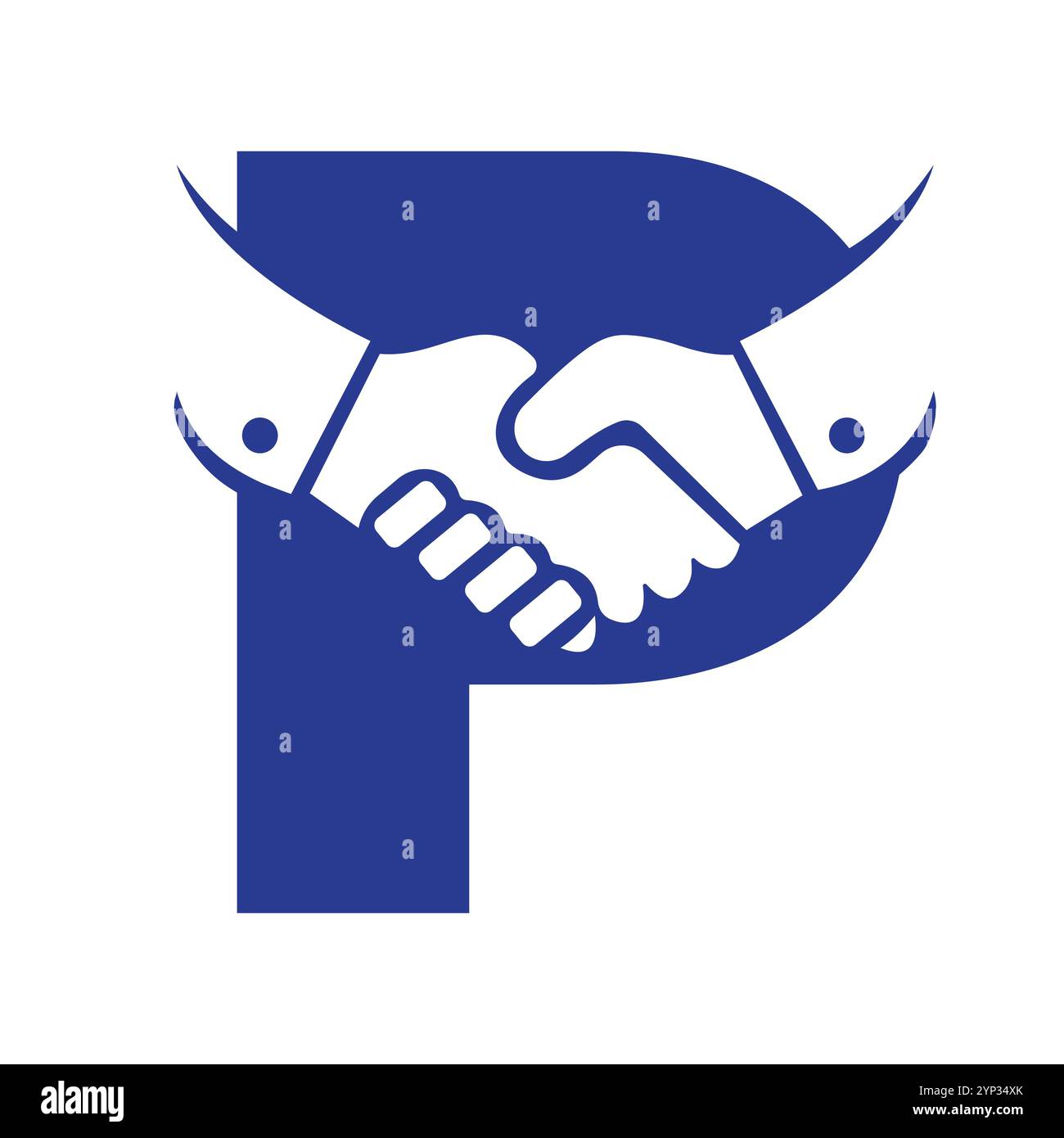 Lettre initiale P concept de logo d'accord avec modèle vectoriel d'icône de poignée de main Illustration de Vecteur