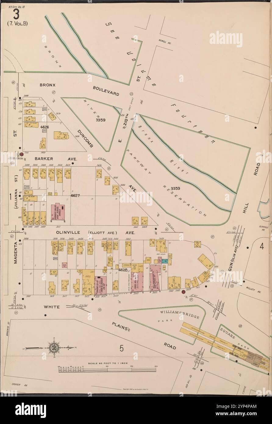 Bronx, V. 18, plate No 3 [Map Bounded by Bronx Blvd., Gun Hill Rd, White Plains Rd, Magenta] 1918 Banque D'Images
