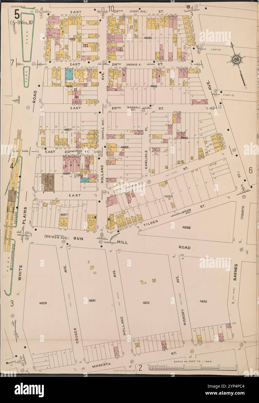 Bronx, V. 18, plate No. 5 [Map Bounded by E. 215th équipé, Barnes Ave., Magenta réunies, White Plains Rd.] 1918 Banque D'Images