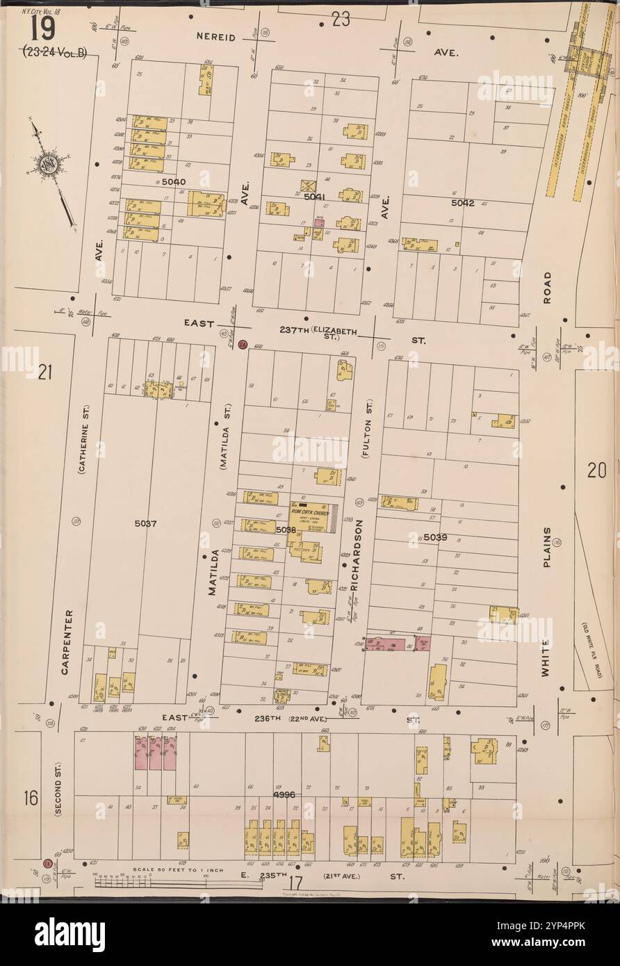 Bronx, V. 18, planche no 19 [Map Bounded by Nereid Ave., White Plains Rd., E. 235th, Carpenter Ave.] 1918 Banque D'Images