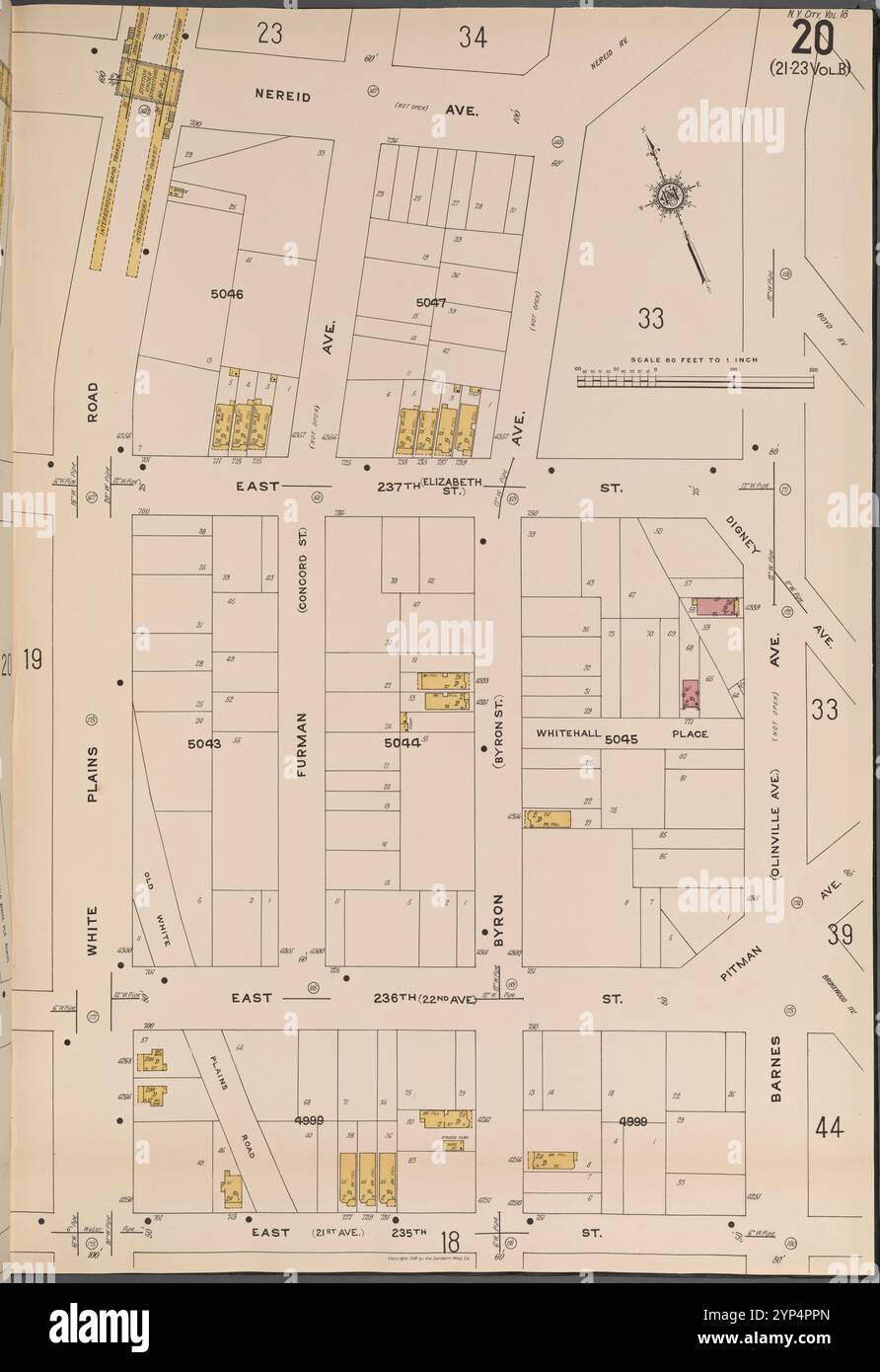 Bronx, V. 18, plate No. 20 [Map Bounded by Nereid Ave., Barnes Ave., E. 235th, White Plains Rd.] 1918 Banque D'Images