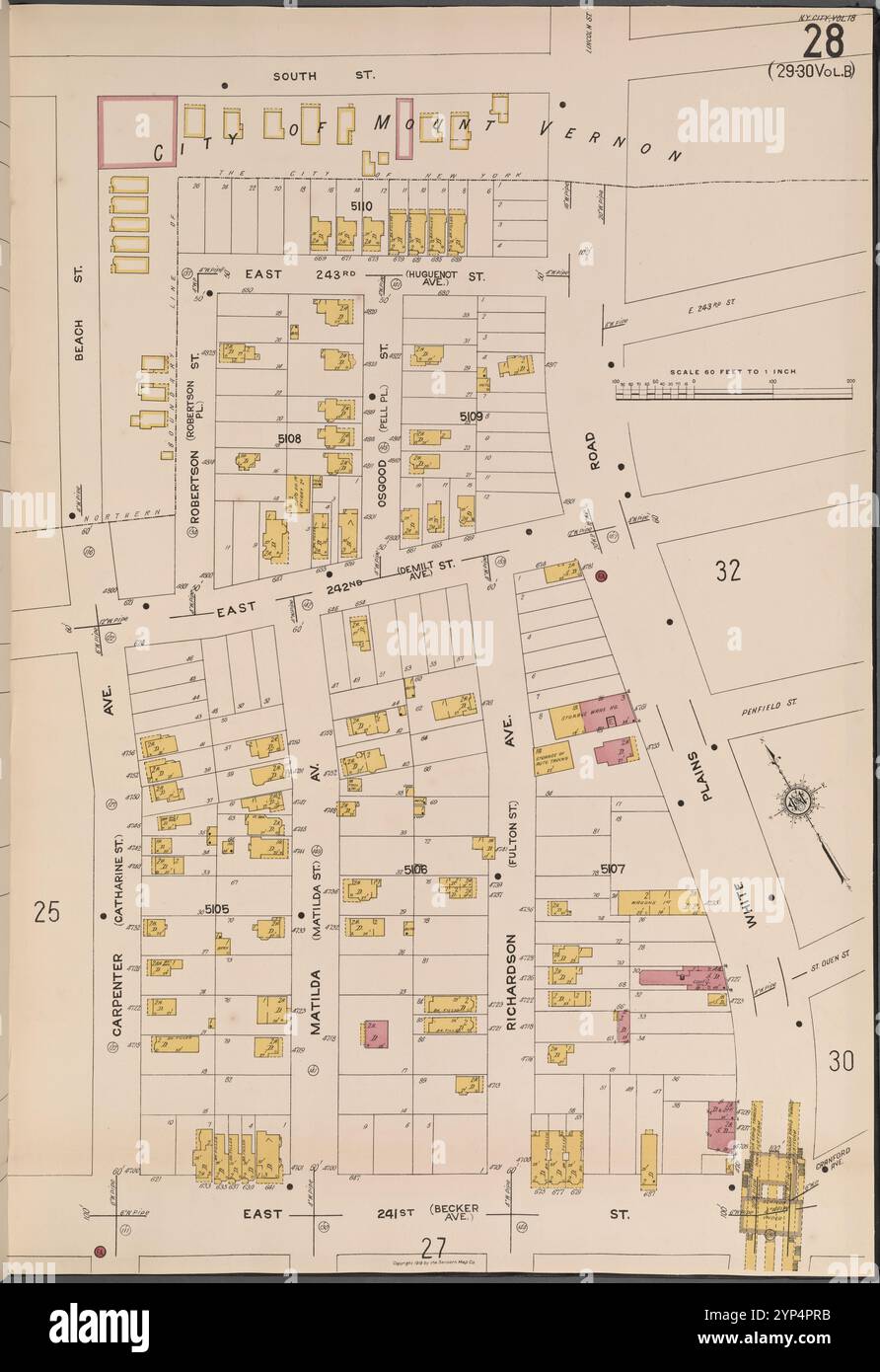 Bronx, V. 18, plate No 28 [Map Bounded by South préparées, White Plains Rd., E. 241st préparées, Carpenter Ave.] 1918 Banque D'Images