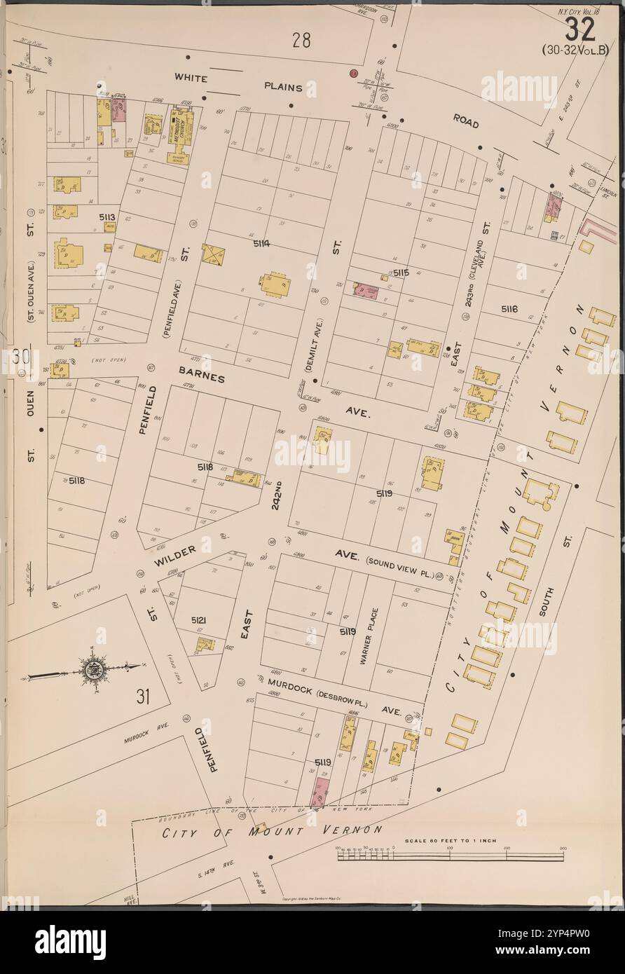 Bronx, V. 18, plate No. 32 [Map Bounded by White Plains Rd., South réunies, réunies Ouen] 1918 Banque D'Images
