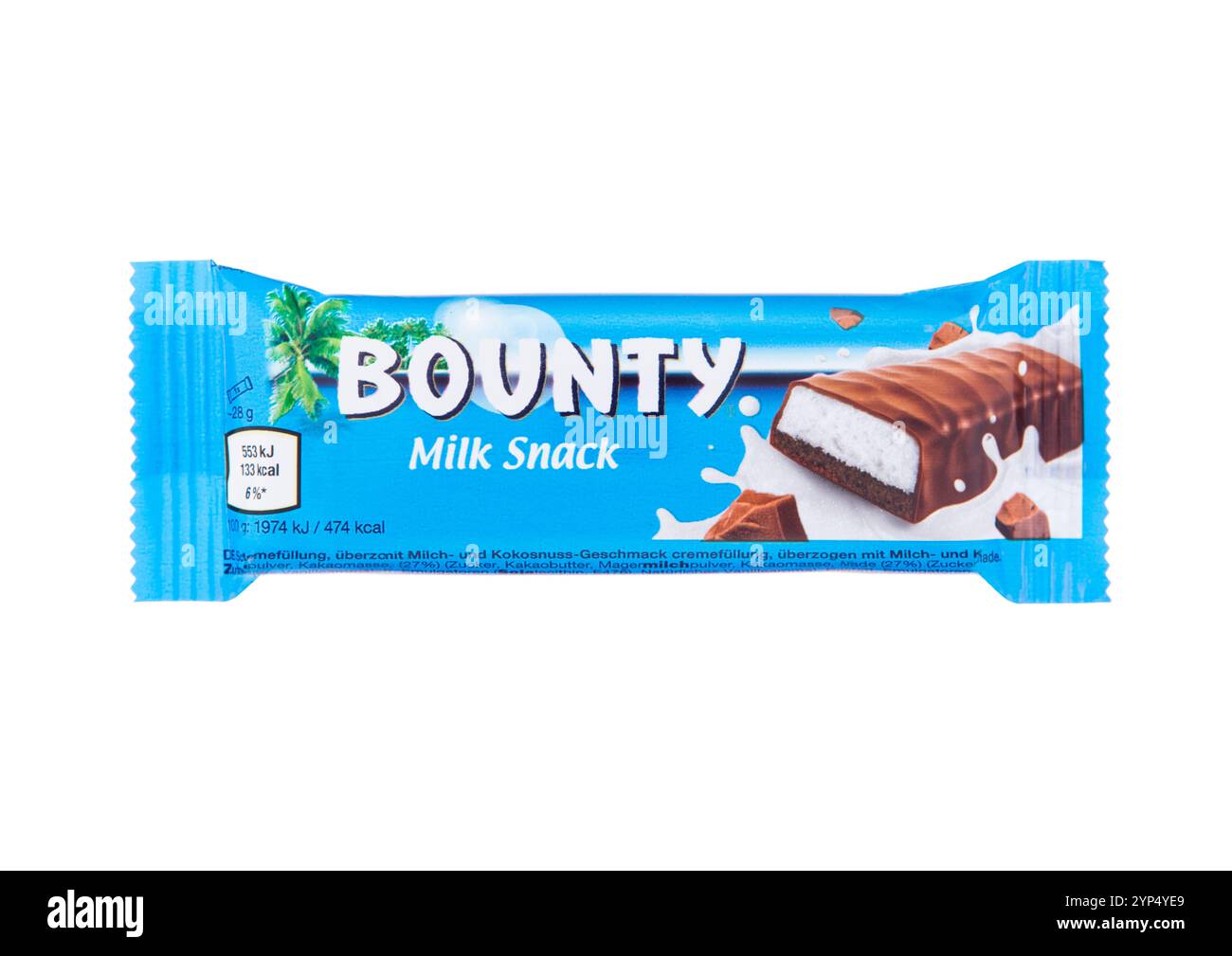 LONDRES, Royaume-Uni - 1er NOVEMBRE 2024 : snack-bar au lait de petit déjeuner à la noix de coco Bounty sur blanc. Banque D'Images