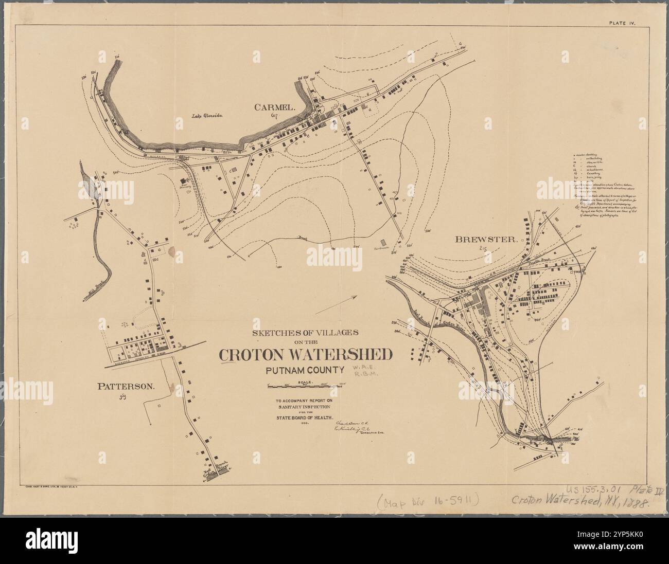 Planche IV. croquis des villages du bassin versant de Croton : comté de Putnam [montrant les croquis de : Patterson, Carmel et Brewster] 1888 Banque D'Images
