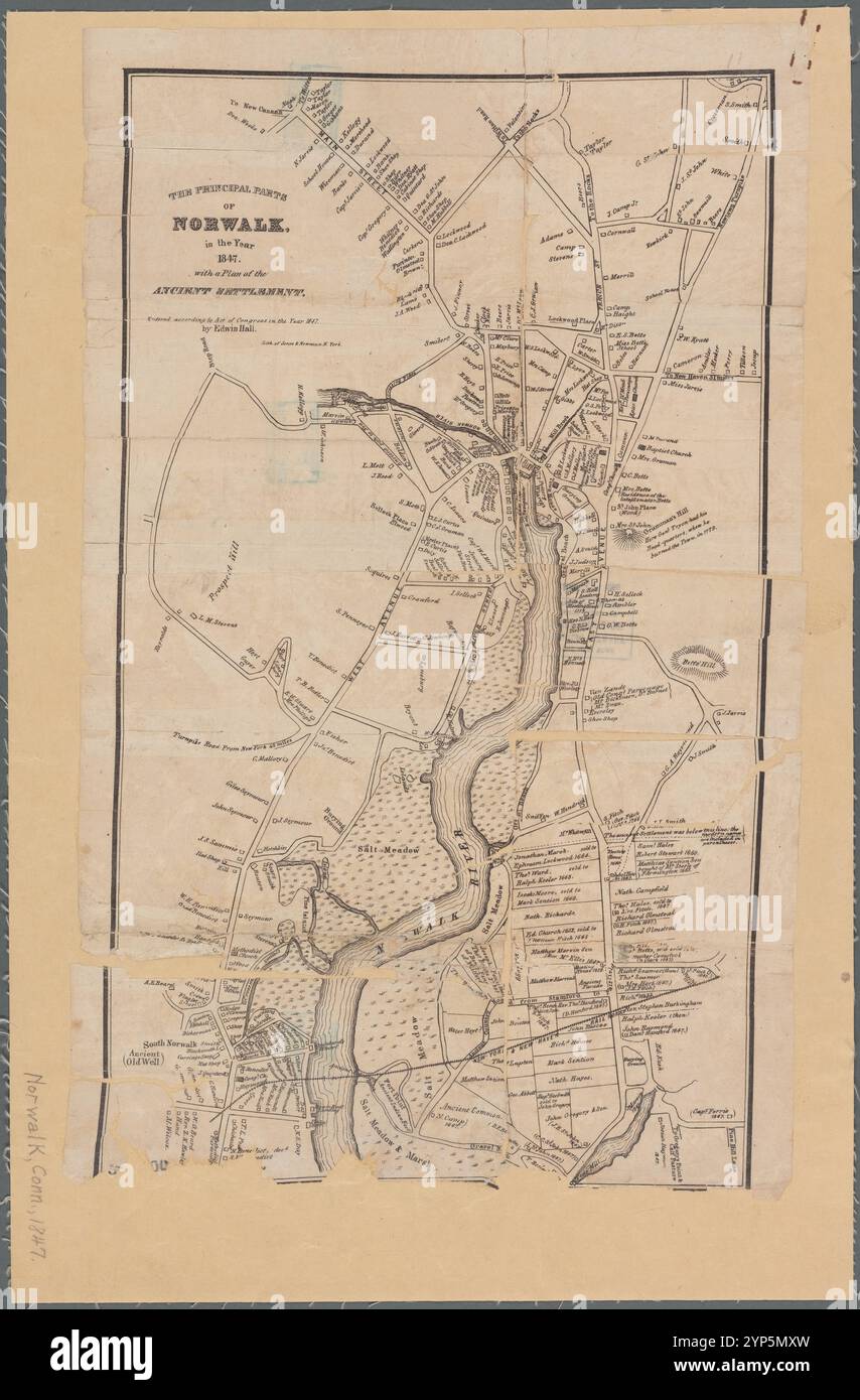 Les principales parties de Norwalk, en l'an 1847 : avec un plan de l'ancienne colonie 1865 par Hall, Edwin, 1802-1877 Banque D'Images