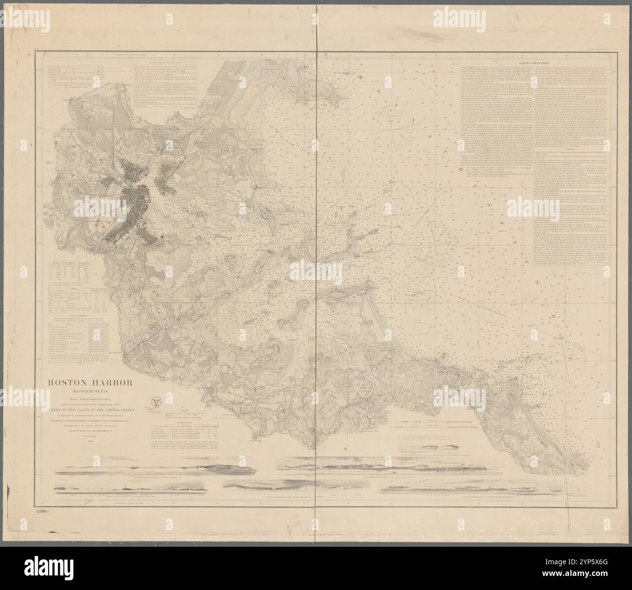 Boston Harbor, Massachusetts : tiré d'un relevé trigonométrique sous la direction de A.D. Bache, surintendant du Survey of the Coast of the United States 1867 par Bache, A.D. (Alexander Dallas), 1806-1867 Banque D'Images