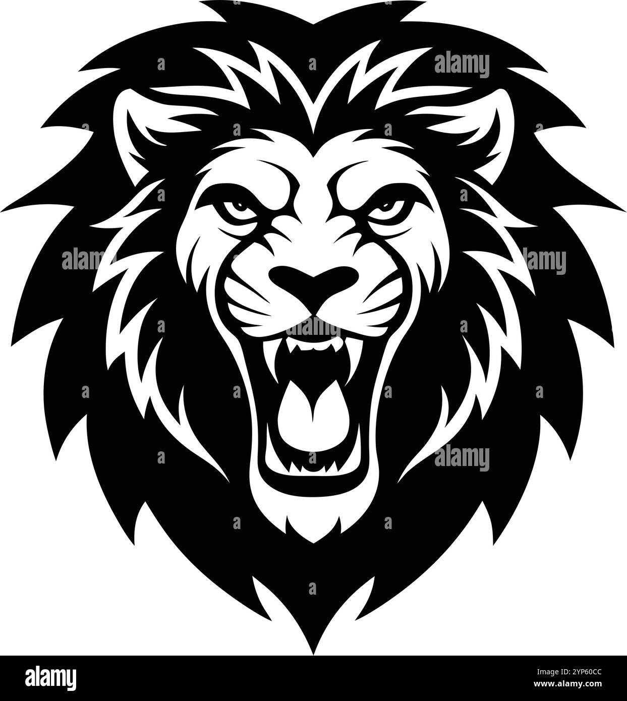 Silhouette vectorielle Angry Lion Mascot Illustration de Vecteur