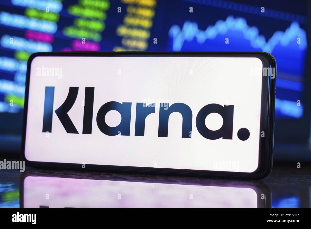 Dans cette illustration photo, le logo Klarna Bank AB est affiché sur un écran de smartphone Banque D'Images