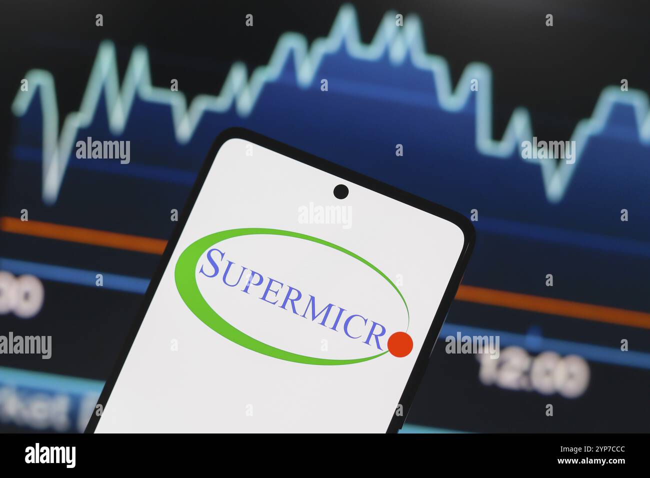 Dans cette illustration photo, le logo Supermicro est affiché sur l'écran d'un smartphone Banque D'Images