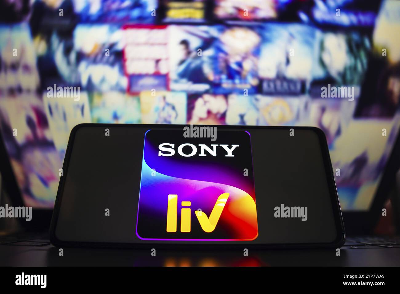 Dans cette illustration photo, le logo Sony LIV est affiché sur l'écran d'un smartphone Banque D'Images