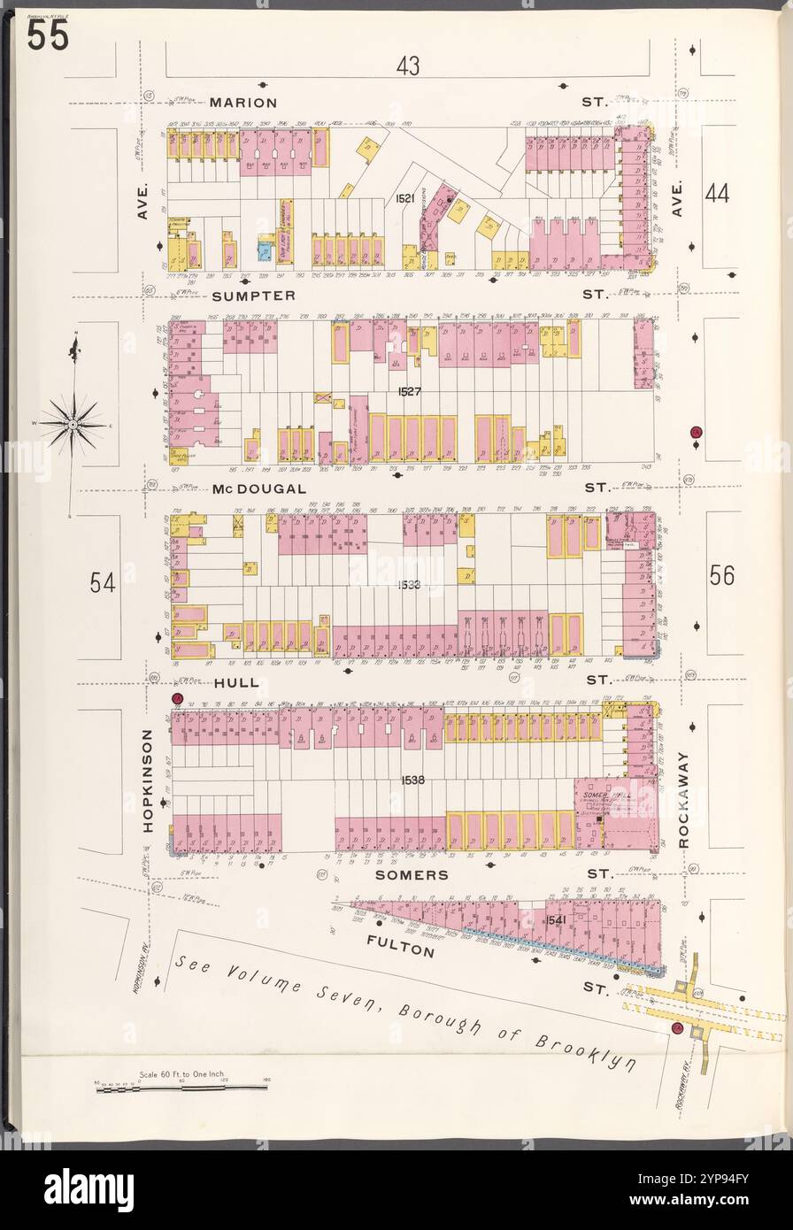 Brooklyn V. 5, plate No. 55 [Map Bounded by Marion constitué, Rockaway Ave., FultonSt., Hopkinson Ave.] 1884 - 1936 Banque D'Images