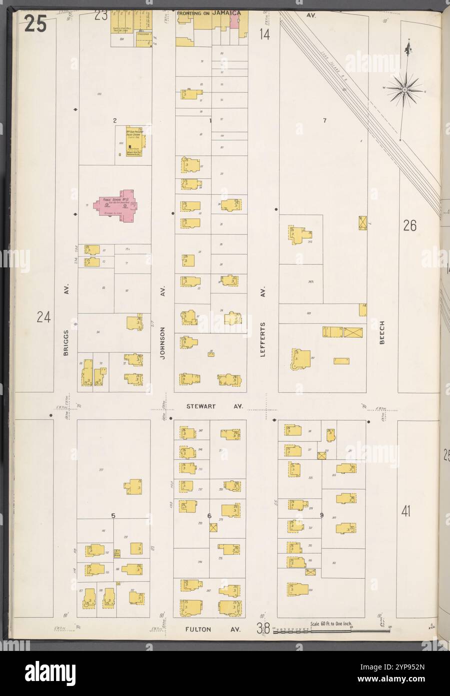 Queens V. 4, plate No 25 [carte bornée par Jamaica Ave., Beech, Fulton Ave., Briggs Ave.] 1884 - 1936 Banque D'Images