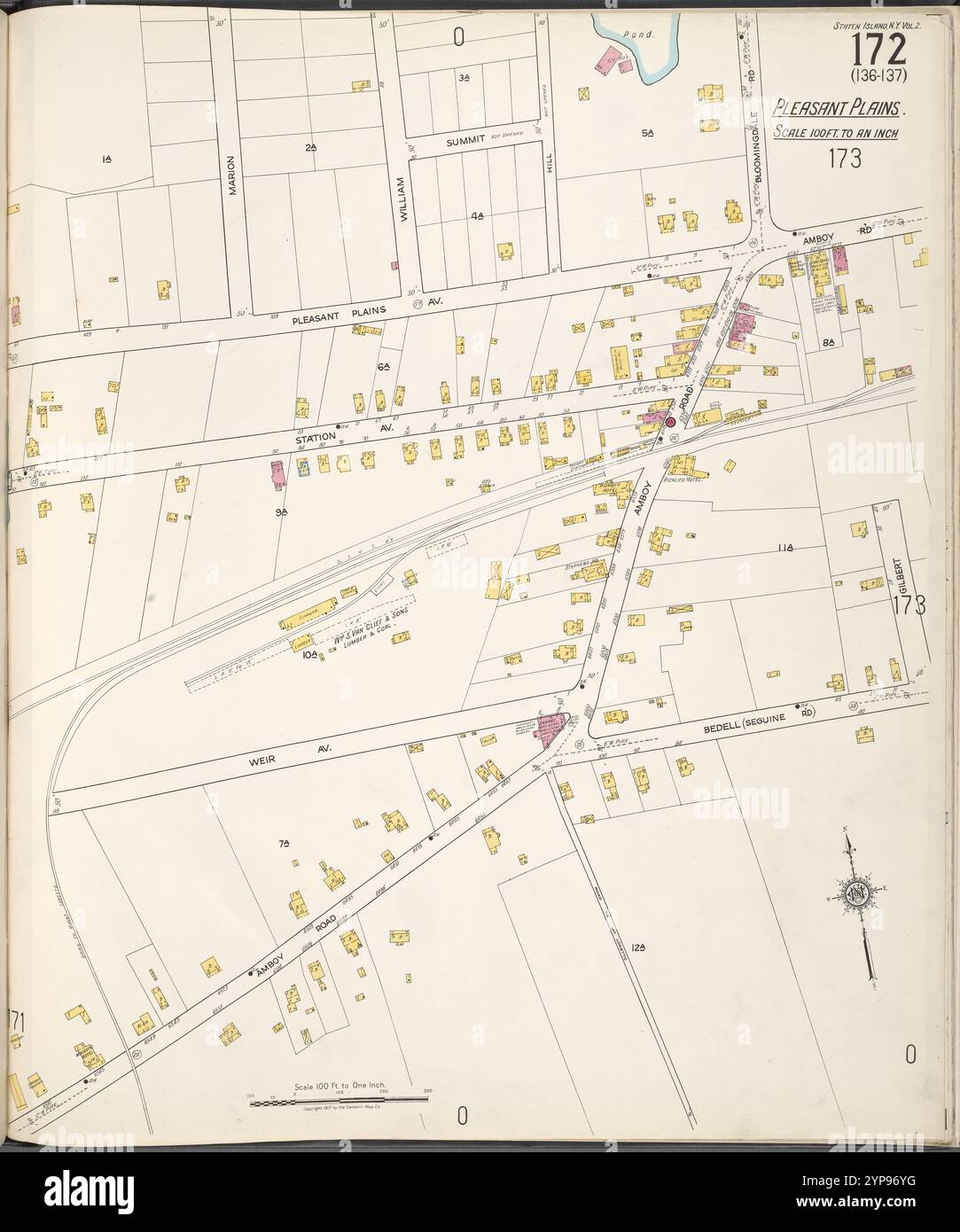 Staten Island, V. 2, plate No 172 [carte bornée par Pleasant Plains Ave., Gilbert, Amboy Rd.] 1884 - 1936 Banque D'Images
