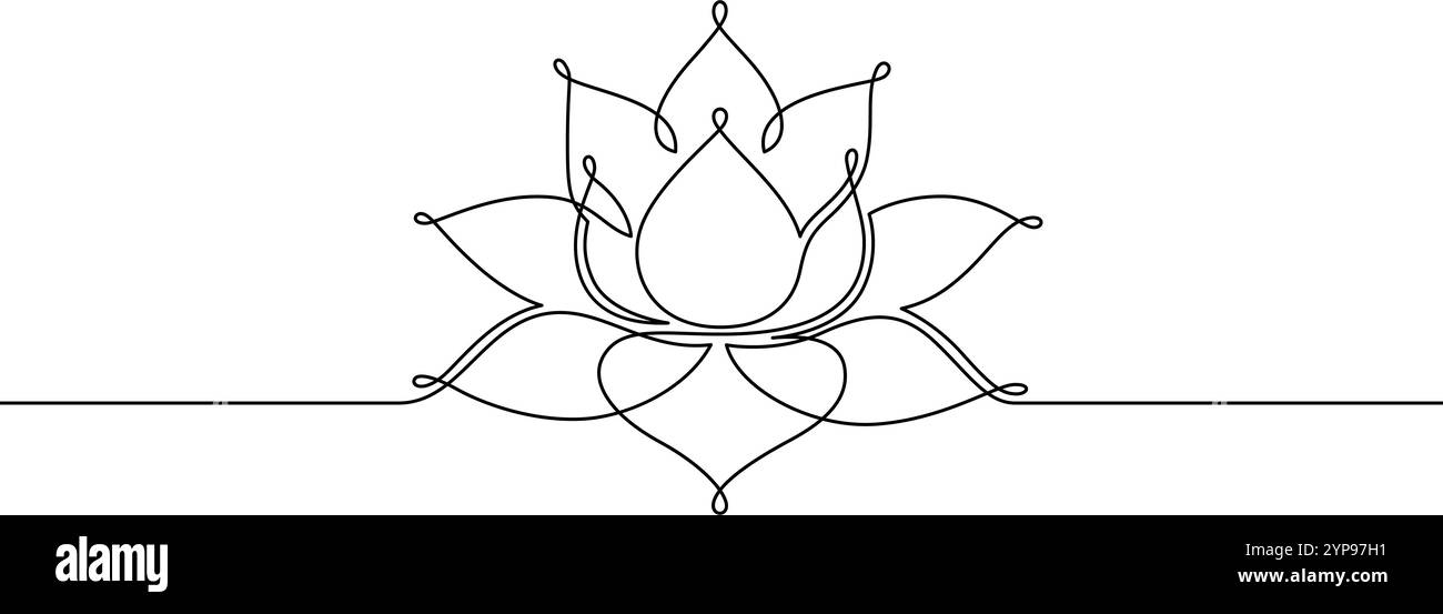 lotus line art dessin au trait continu illustration art minimaliste Illustration de Vecteur