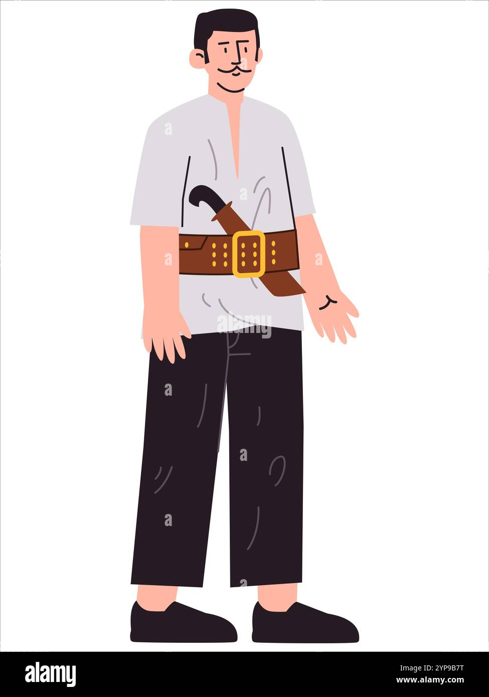 Héros indonésien Kapitan Pattimura Maluku brave homme capitaine militaire kapten guerrier combattant leader personnage patriotique soldat icône de conception colorée Illustration de Vecteur