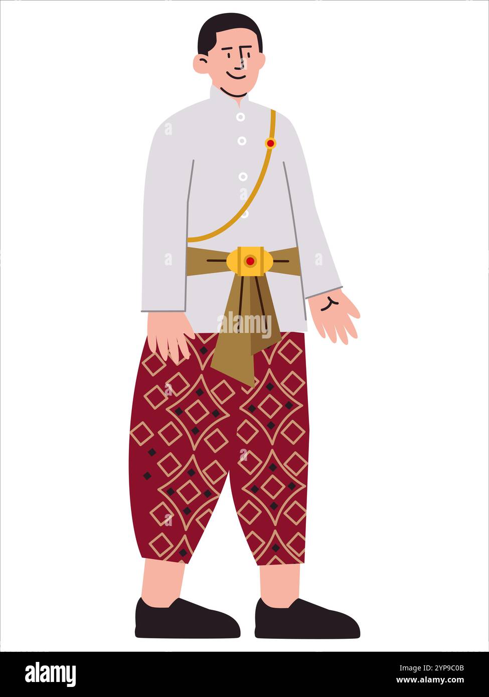 Suea Phraratchathan Thaïlande homme vêtements traditionnels tenue Thai tradition culture robe vêtements design icône ensemble coloré Illustration de Vecteur