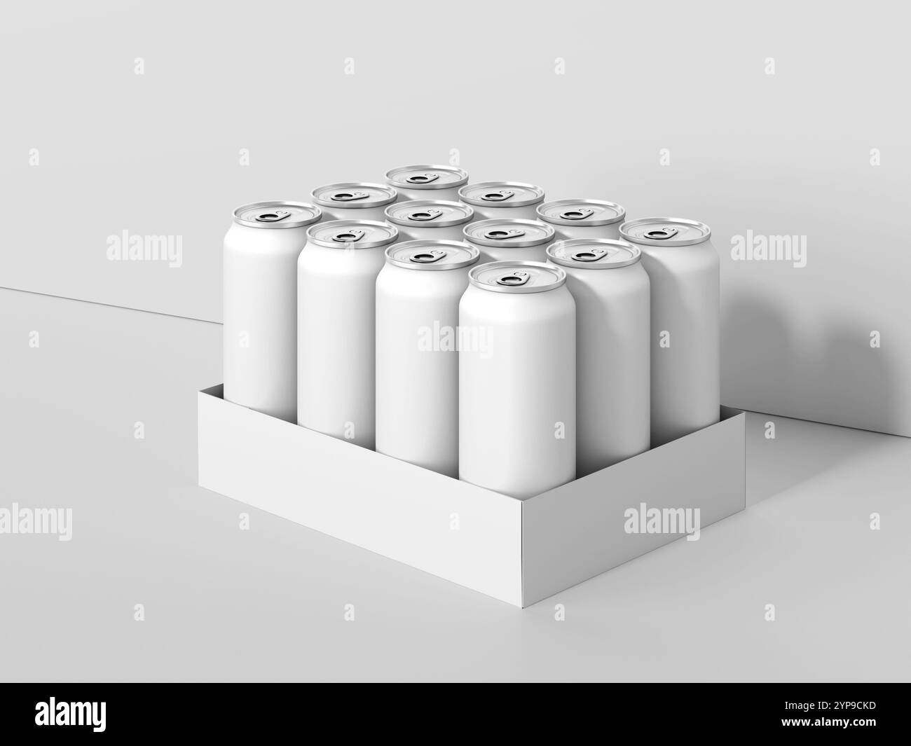 Rendu de maquette 3D blanc de paquet de boisson en aluminium vierge Banque D'Images