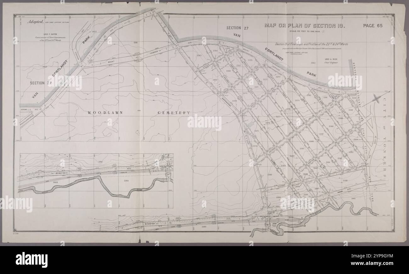 Carte ou plan de la section 19. [Borné par Jerome Avenue, E. 233rd Street, Mount Vernon Avenue, E. 239th Street, Vireo Avenue et Webster Avenue.] 1892 - 1895 par New York (N.Y.). Bureau topographique Banque D'Images