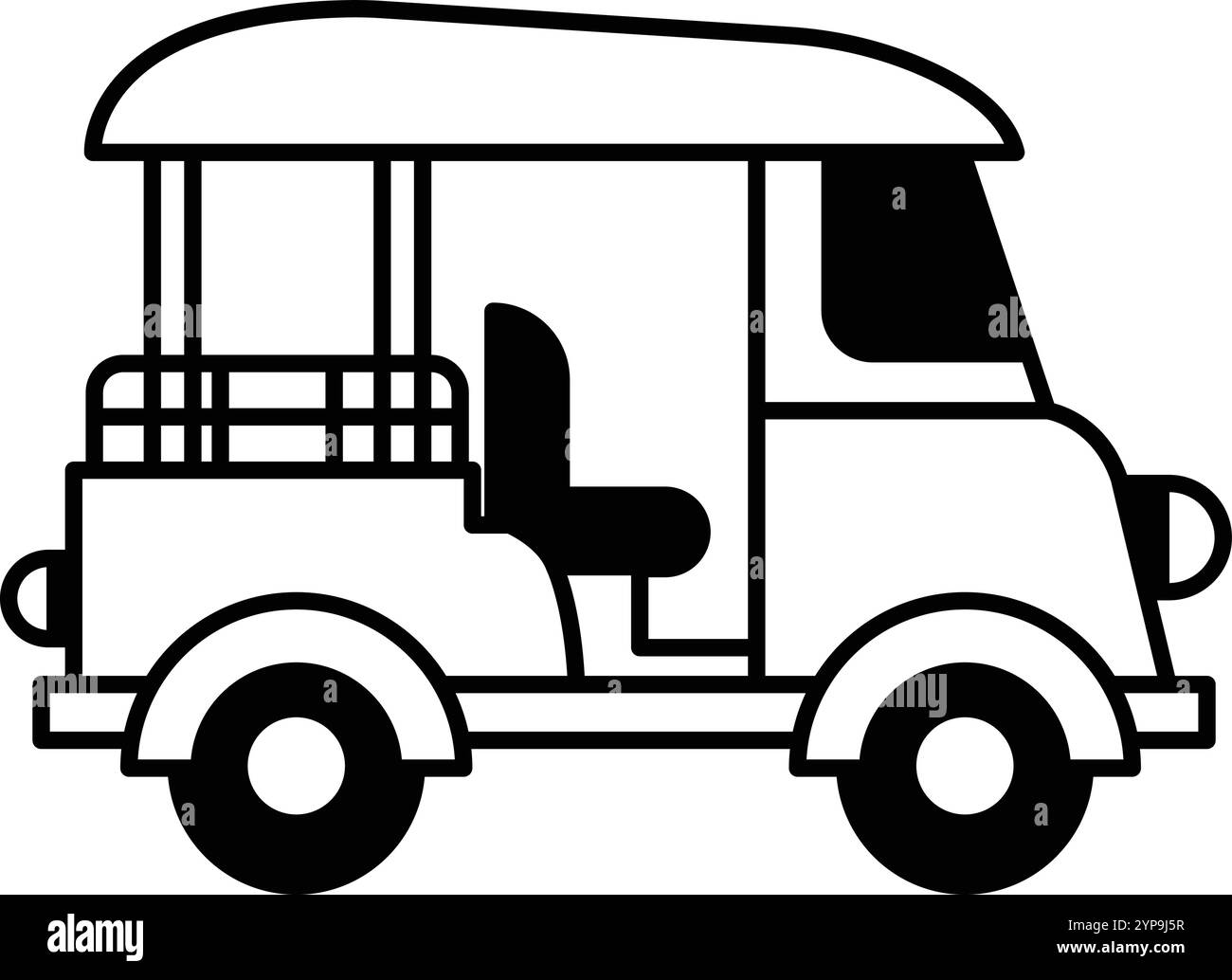 Illustration d'un tuk tuk dans le style art au trait Illustration de Vecteur