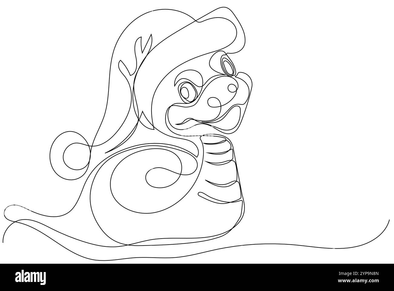 Coloriage d'un serpent amical drôle portant un chapeau de Père Noël. Dessin vectoriel. Aucune intelligence artificielle n'a été utilisée pour créer l'illustration. . Illustration vectorielle Illustration de Vecteur