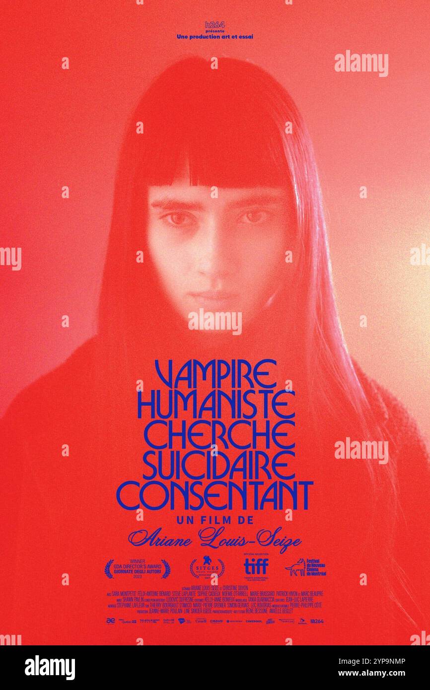 HUMANISTE VAMPIRE CHERCHANT UNE PERSONNE SUICIDAIRE CONSENTANTE (2023) -TITRE ORIGINAL : VAMPIRE HUMANISTE CHERCHE SUICIDAIRE CONSENTANT-, RÉALISÉ PAR ARIANE LOUISE-SEIZE. Crédit : Art & essai / album Banque D'Images