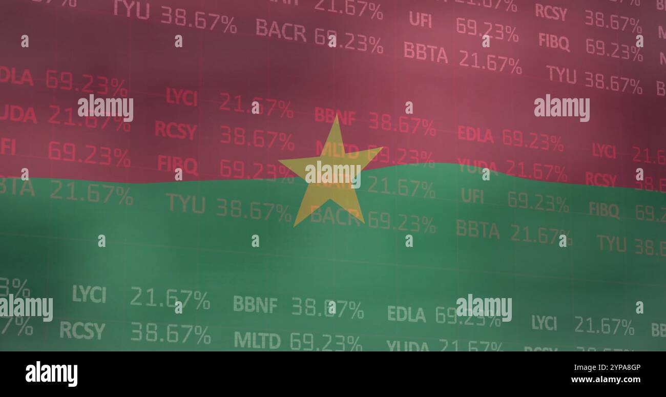 Image des données boursières sur le drapeau du Burkina Faso Banque D'Images