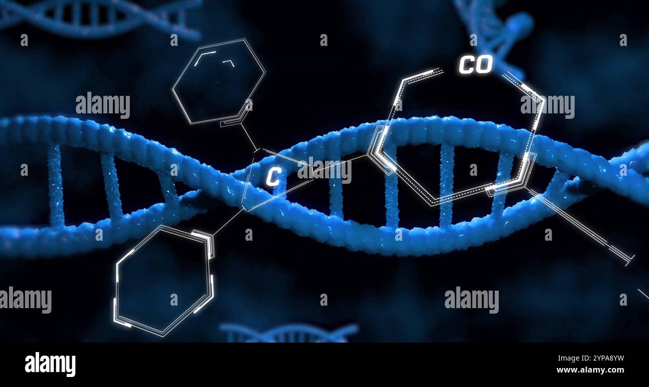 Image du traitement de données scientifiques sur la rotation de brins d'adn Banque D'Images