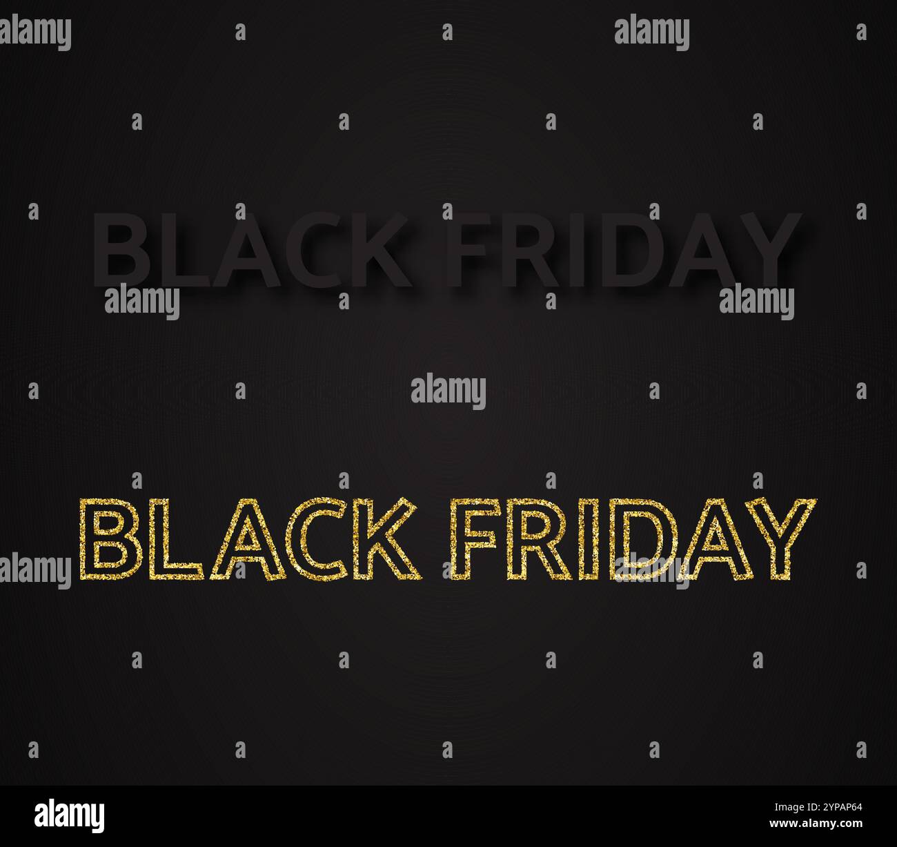 Ensemble de deux bannières de solde du vendredi fou. Texte noir et doré à paillettes sur fond noir. Illustration vectorielle Illustration de Vecteur