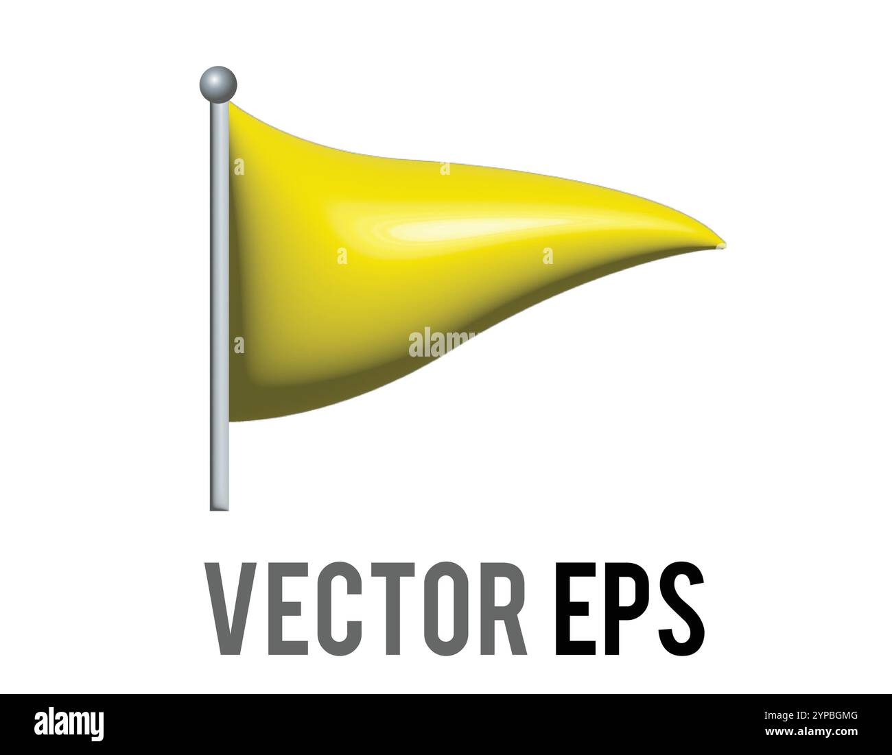 L'icône jaune vert dégradé triangulaire 3D avec pôle argenté Illustration de Vecteur