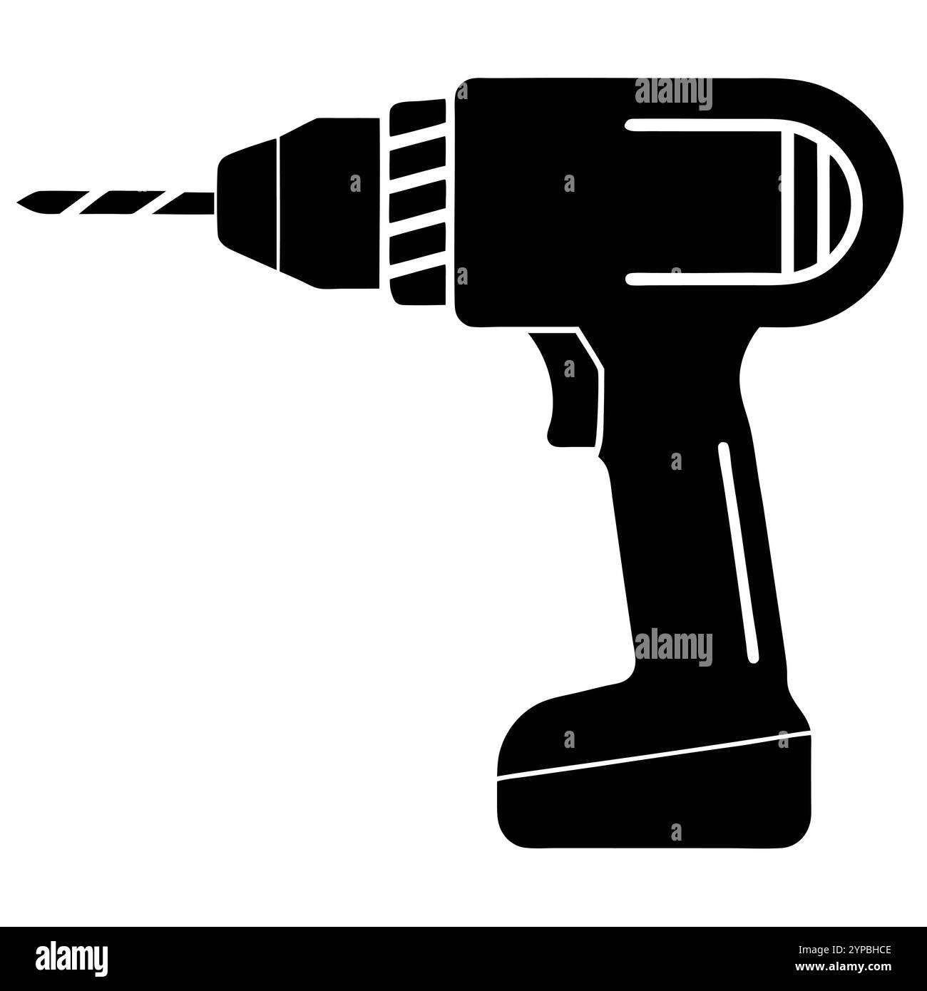 Modèle d'illustration d'icône de silhouette de perceuse électrique pour de nombreux buts. Isolé sur fond blanc Illustration de Vecteur