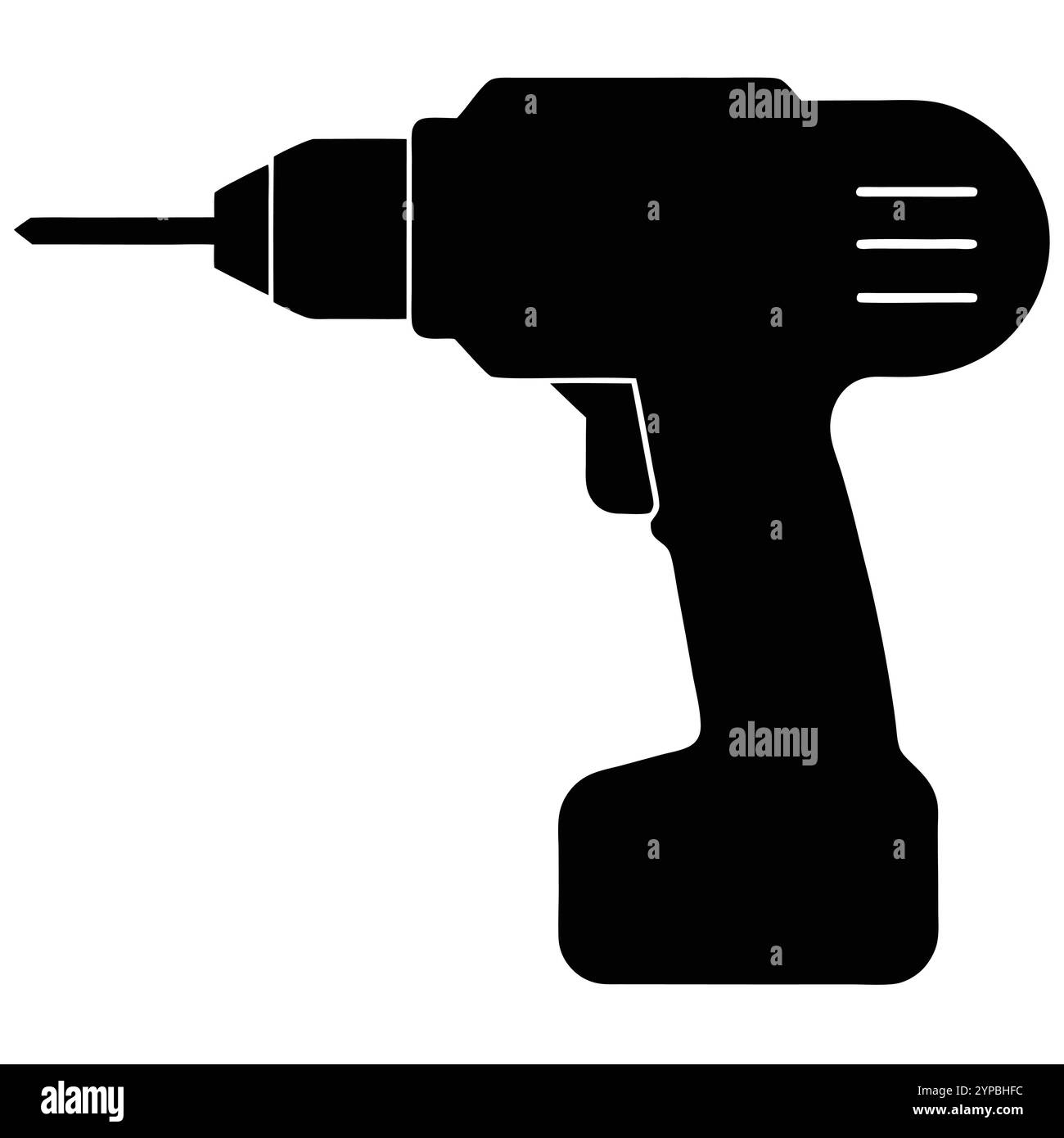 Modèle d'illustration d'icône de silhouette de perceuse électrique pour de nombreux buts. Isolé sur fond blanc Illustration de Vecteur