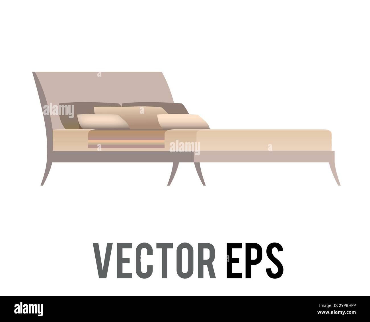 Le designer lit double salon style rétro design intérieur maison avec oreiller et coussin Illustration de Vecteur