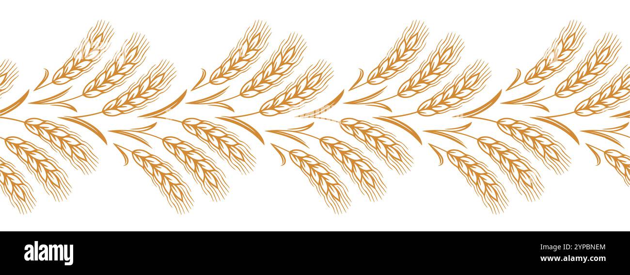 Épis de blé sans couture. Elément de design pour décorer des emballages de pain, pâtisseries ou farines Illustration de Vecteur
