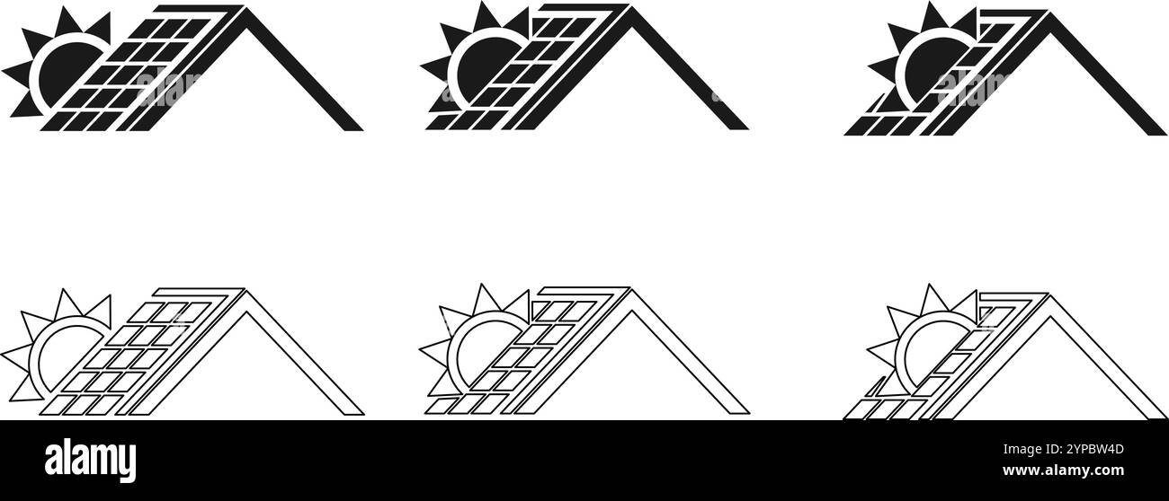 cellule solaire sur l'icône de maison illustration vectorielle isolée sur fond blanc. Illustration de Vecteur