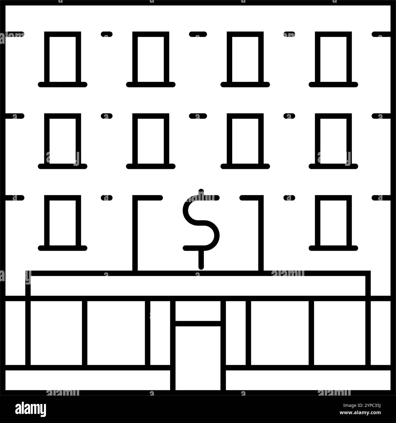 illustration vectorielle d'icône de ligne de construction de banque fiscale Illustration de Vecteur