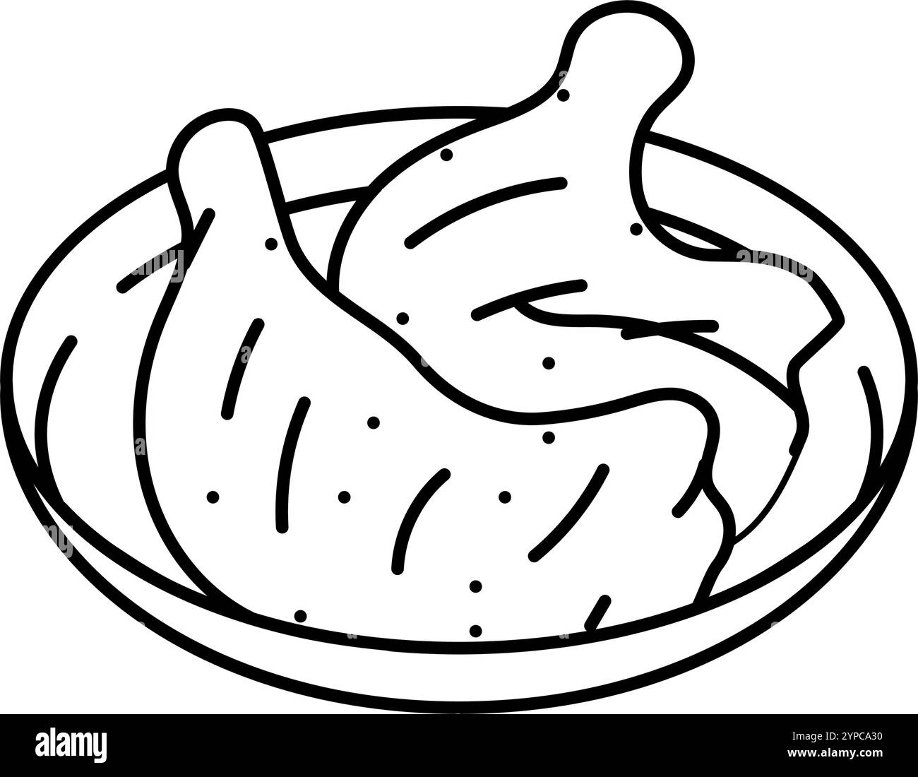 illustration vectorielle d'icône de ligne de cuisine indienne de poulet tandoori Illustration de Vecteur