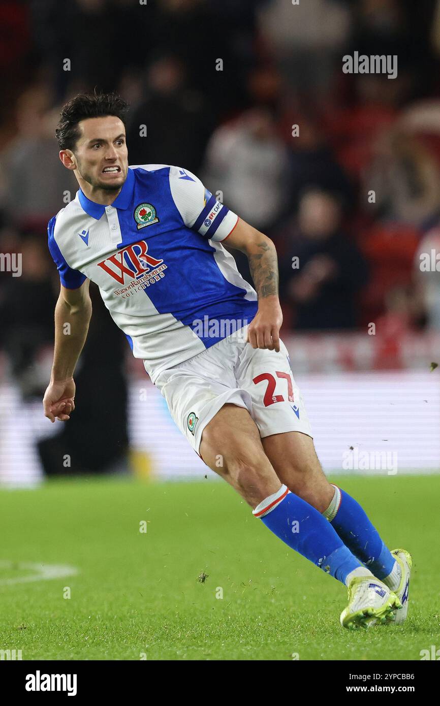 Lewis Travis des Blackburn Rovers en action lors du Sky Bet Championship match entre Middlesbrough et Blackburn Rovers au Riverside Stadium, Middlesbrough le mercredi 27 novembre 2024. (Photo : Mark Fletcher | mi News) crédit : MI News & Sport /Alamy Live News Banque D'Images