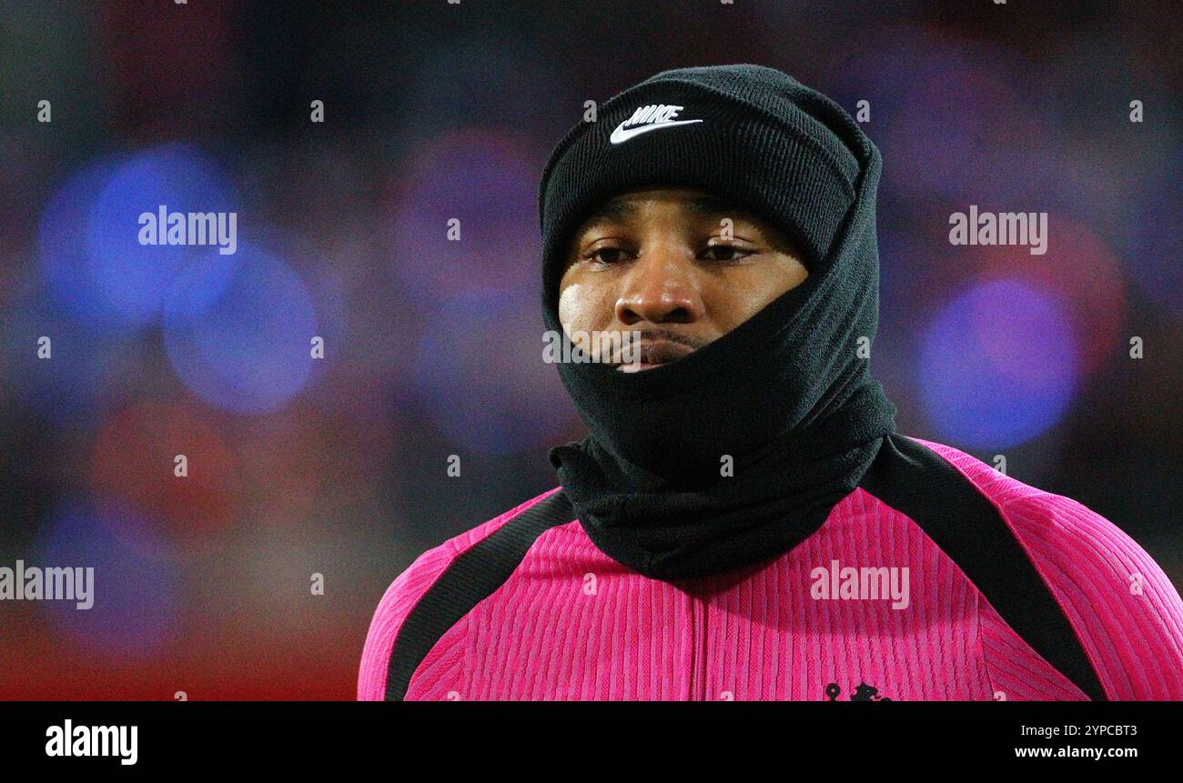 Heidenheim an der Brenz , Allemagne. 28 novembre 2024. Christopher Nkunku de Chelsea est vu lors du match de football Europa Conference League entre le FCH Heidenheim et le FC Chelsea au Voith-Arena Stadium . Crédit : Davide Elias / Alamy Live News Banque D'Images