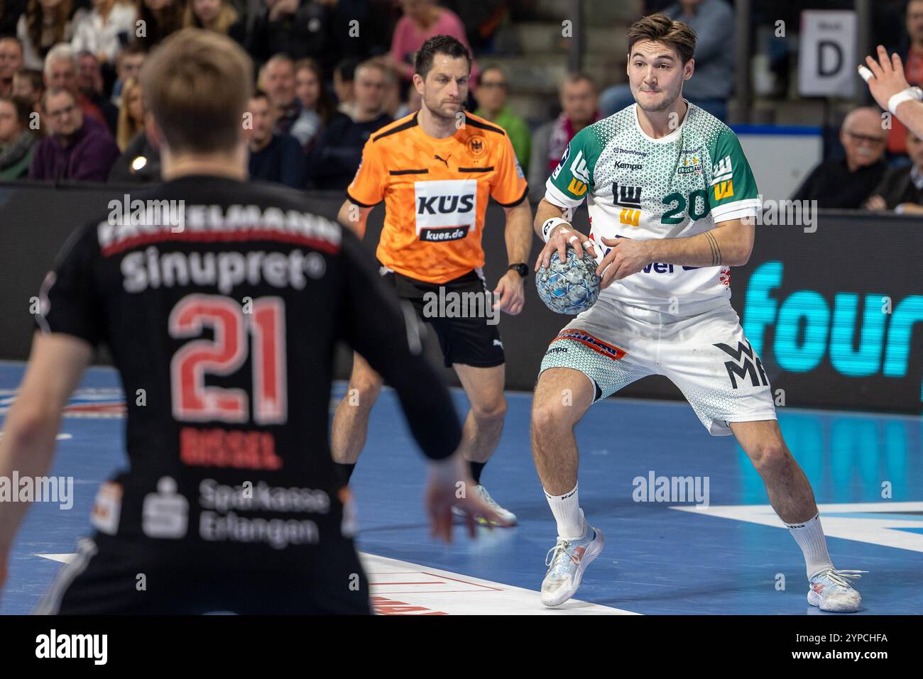 Ludvig Hallbaeck (Frisch Auf! Goeppingen, #20) HC Erlangen v. FRISCH AUF Goeppingen, Handball, 1. Handball Bundesliga, saison 2024/2025, 12. Spieltag, 29.11.2024 Foto : Eibner/Ardan Fuessmann Banque D'Images