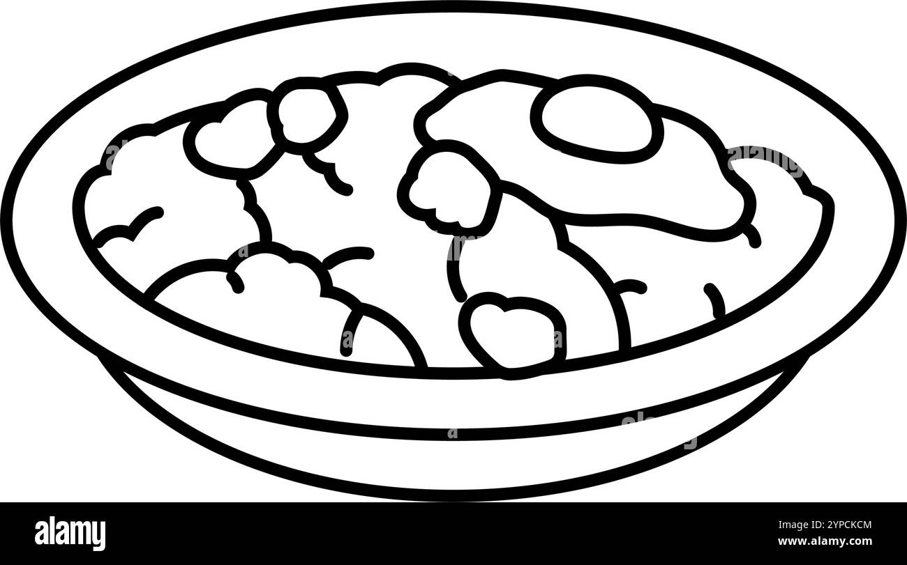 illustration vectorielle d'icône de ligne de cuisine de poulet au basilic thaïlandais Illustration de Vecteur