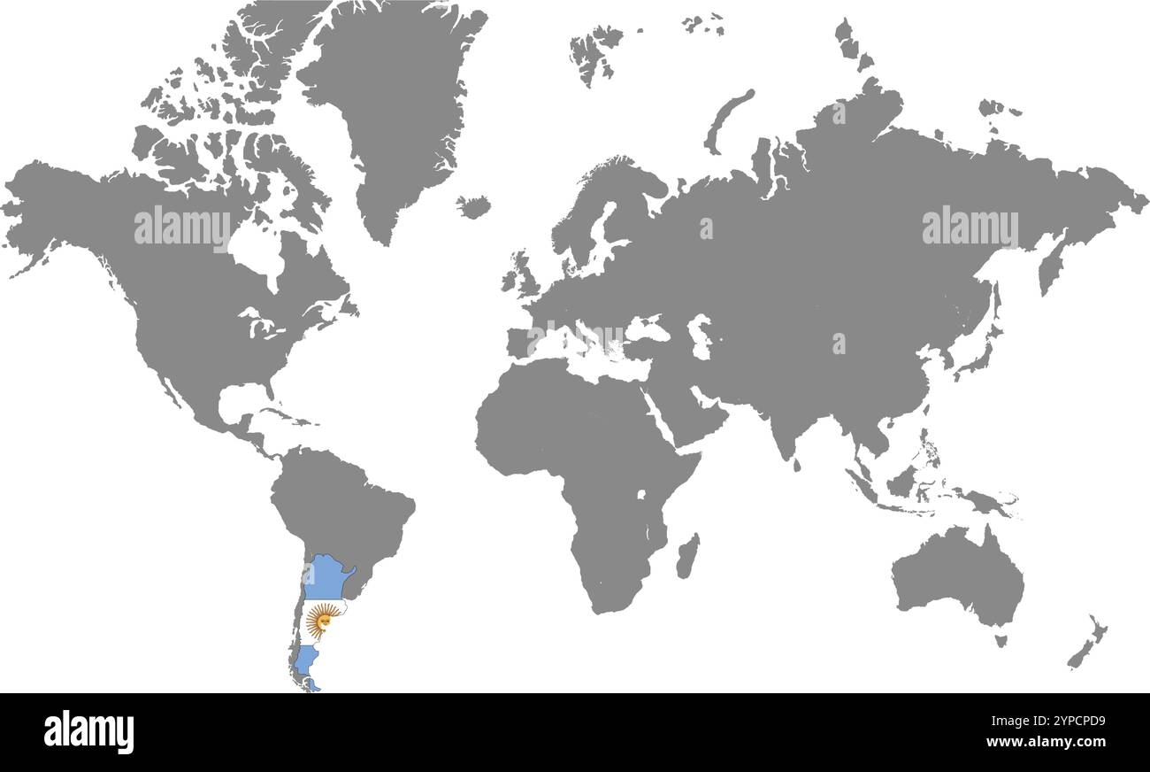 Argentine dans la carte du monde, carte du monde, carte géographique, carte Argentine, frontière Argentine, Asie, Afrique, Europe, Amérique du Nord, Amérique du Sud, Australie Illustration de Vecteur