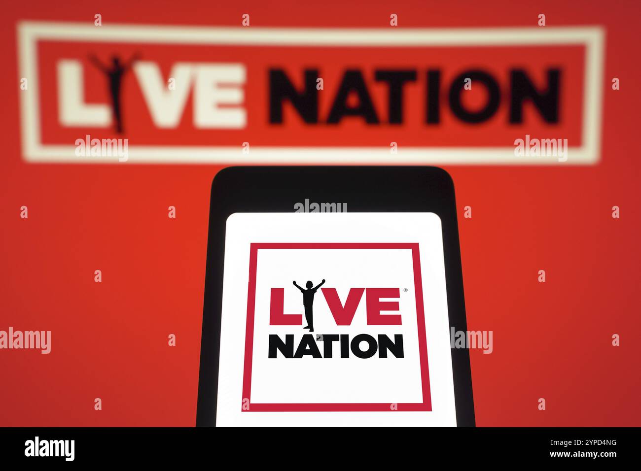 28 mai 2024, Brésil. Dans cette illustration photo, le logo Live Nation Entertainment est affiché sur l'écran d'un smartphone Banque D'Images