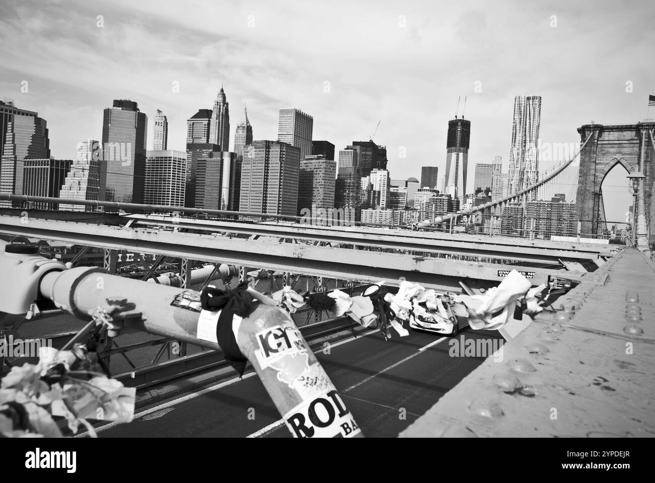 sur le pont de brooklyn à new york Banque D'Images