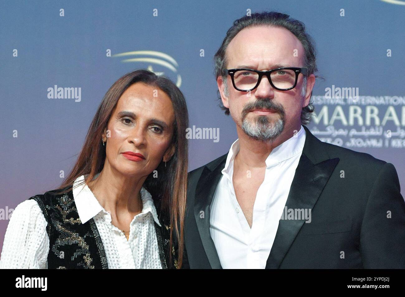 Marrakech, Maroc. 29 novembre 2024. Vincent Perez et Karine Silla-Perez assistent à la cérémonie d’ouverture tapis rouge du 21ème Festival International du film de Marrakech à Marrakech, Maroc, le 29 novembre 2024. Photo Aurore MARECHAL/ABACAPRESS. COM Credit : Abaca Press/Alamy Live News Banque D'Images