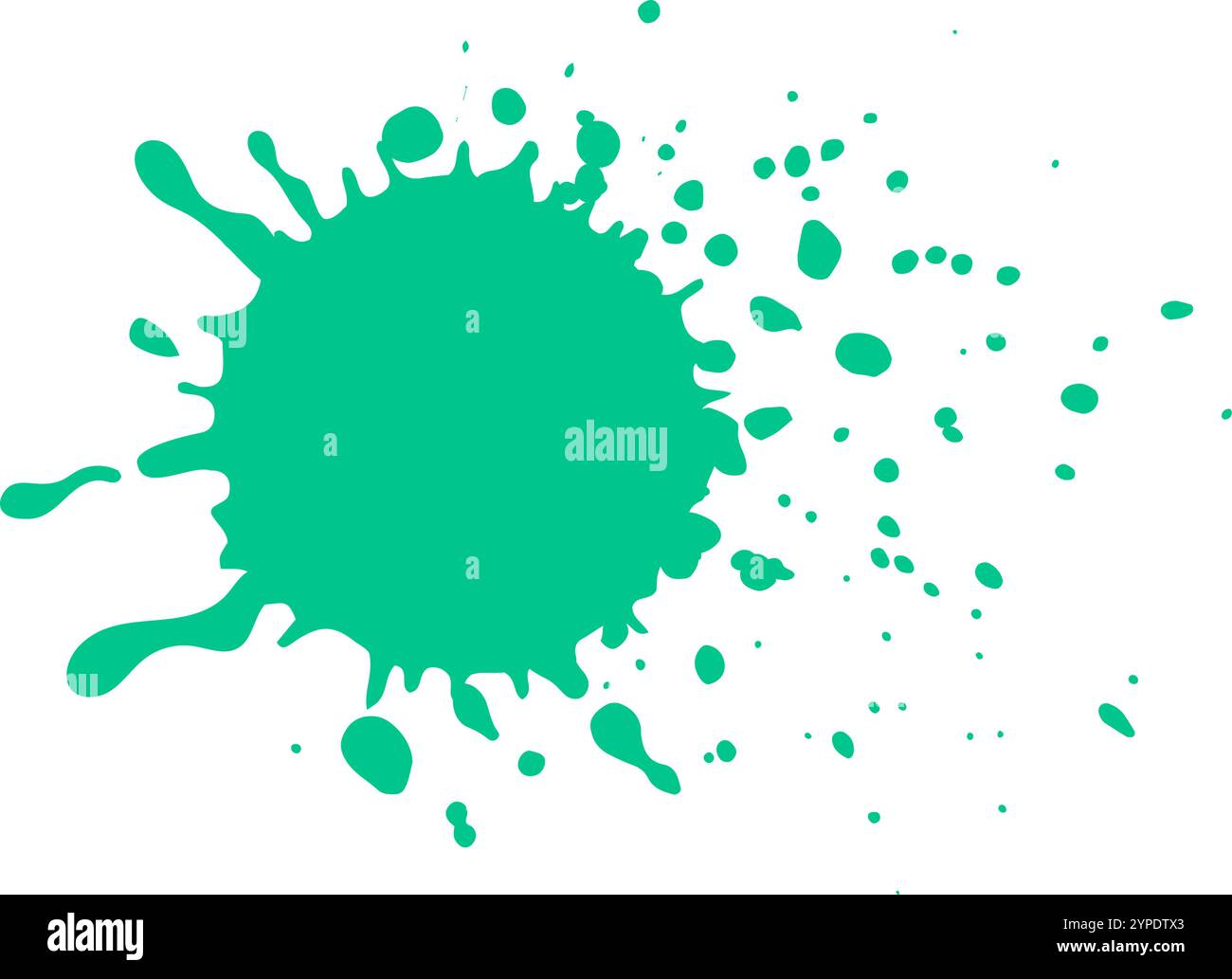 Peinture verte éclaboussant sur fond blanc, créant un design vibrant avec des éclaboussures et des gouttelettes dynamiques, parfait pour les vibrations estivales Illustration de Vecteur