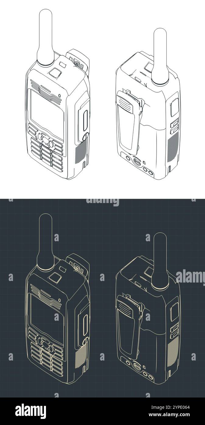 Illustrations vectorielles stylisées de plans isométriques de talkie-walkie Illustration de Vecteur