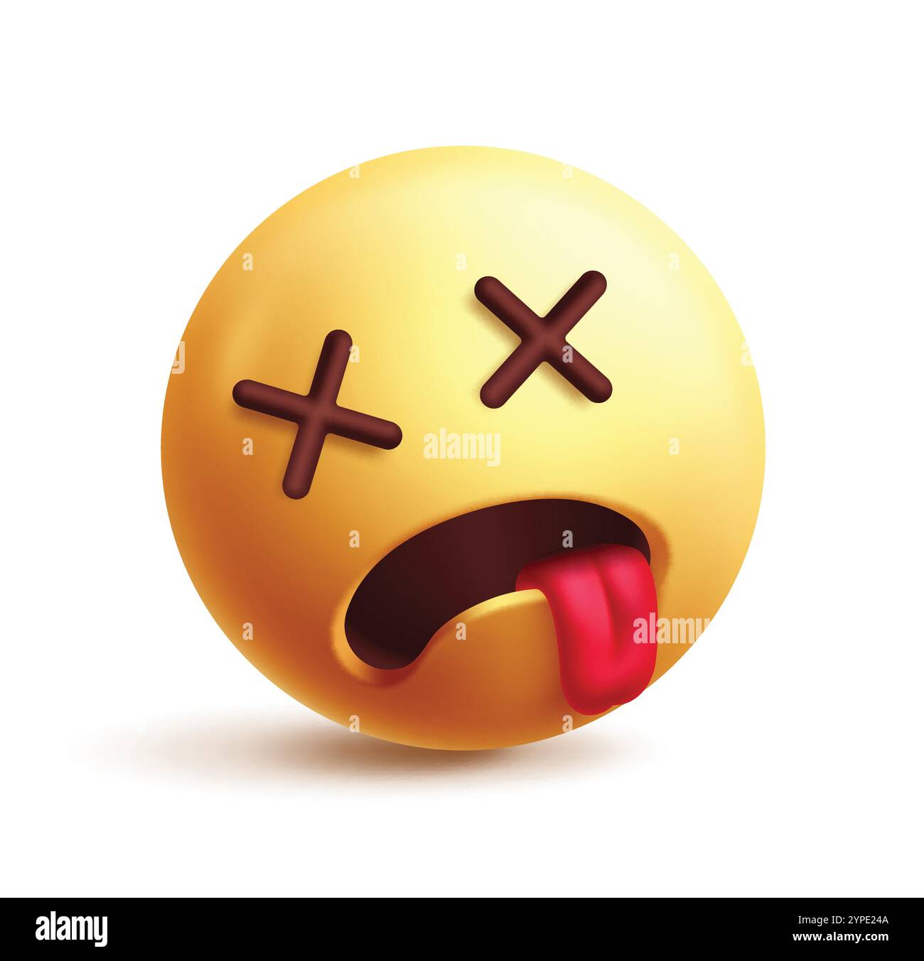 Personnage de clipart 3d emoji mort. Caractère emoji dans les yeux croisés, fatigué, épuisé, étourdi, inconscient, graphique d'expression faciale triste et déçu Illustration de Vecteur